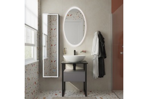 Мебель для ванной DIWO Элиста 60 антрацит с раковиной Moduo 55 Leaf