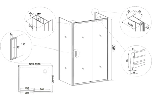 Душевой уголок Veconi Rovigo RV-046 130х70 см профиль хром (RV046-13070-01-C5) - 3