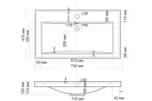 Мебельная раковина Misty Алиса 75 - 3
