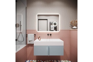 Зеркало Sancos Arcadia 90х70 с подсветкой и часами - 3