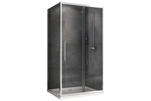 Душевой уголок Abber Schwarzer Diamant 150x60 профиль хром стекло прозрачное