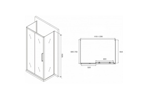 Душевой уголок Abber Schwarzer Diamant 120х70 хром стекло матовое - 2