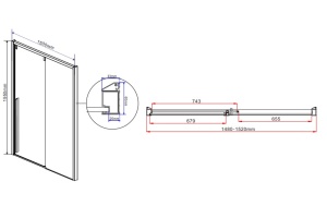 Душевая дверь в нишу Vincea Lugano 150х195 профиль черный стекло прозрачное - 2
