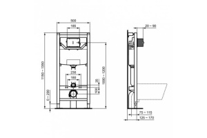 R0309AA инсталляция для подвесного унитаза с пневмат. клавишей IDEAL STANDARD (R027767 + R0116AA) - 2