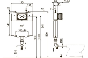 Смывной бачок скрытого монтажа AlcaPlast Basicmodul Slim AM1112 - 3