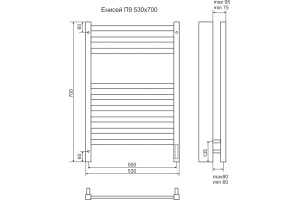 Электрический полотенцесушитель Terminus Енисей П9 500х700 Хром - 3