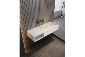 Тумба с раковиной Abber Stein 100 L подвесная белый матовый - 2