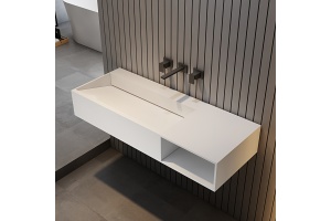 Тумба с раковиной Abber Stein 120 R подвесная белый матовый