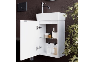 Тумба под раковину подвесная левая Sancos Mini 37 белая глянцевая - 3