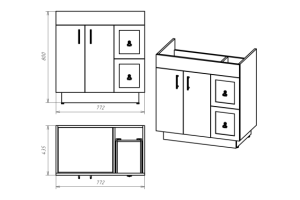 Тумба с раковиной Misty Амбра 80 белая глянцевая - 3