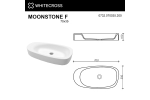 Раковина накладная Whitecross Moonstone F 70х35 белая матовая - 3
