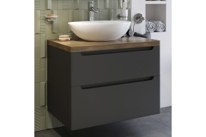Тумба с раковиной STWORKI Берген 80 серая со светлой столешницей, Moduo 55 Leaf - 2