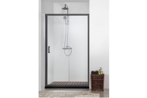 AQ ARI RA 10020BL Душевая дверь двухэлементная, раздвижная1000x2000 профиль черный, стекло прозрачное - 3
