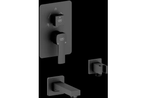 Смеситель для ванны с душем GPD Pedra черный матовый