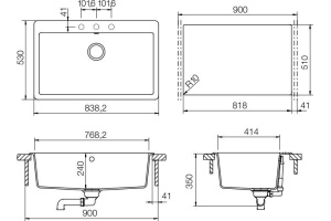 Мойка  Montano 90  Cristadur поларис - 2
