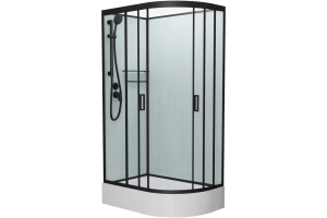 Душевая кабина Frank 120х80 левая черная стекло прозрачное