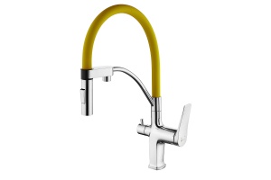 Смеситель Lemark Comfort LM3074C-Yellow для кухни, с гибким изливом, с подключ. к фильтру питьевой в
