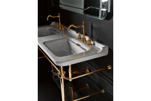 Kerasan Waldorf Металлическая структура для раковины 150см, со стеклянной полочкой, цвет золото  (из 2-х коробок: арт. 919591+920291 и 919801) - 2