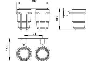Стакан для зубных щеток двойной Timo Nelson 150032/00 хром - 2
