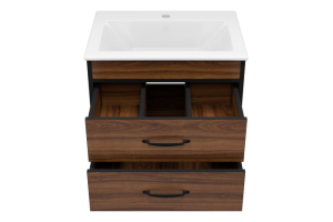 Тумба с раковиной Misty Кедр 60 темное дерево - черная - 2
