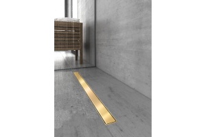 Желоб BERGES водосток В1 Keramik 600, золото глянец, S-сифон D50 H60 боковой - 3