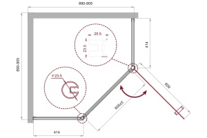 Душевой уголок BelBagno UNO 100х100 черный матовый (UNO-195-P-2-100-C-Cr) - 2