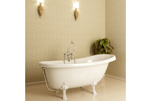 Ванна из искусственного камня Фэма Салерно белая, белые ножки - 2