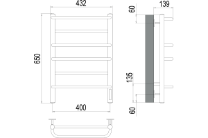 Электрический полотенцесушитель Terminus Евромикс П6 400x650 Хром - 3