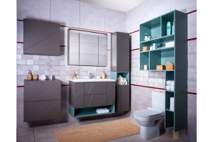 Тумба с раковиной Бриклаер Кристалл 90 софт графит - 2