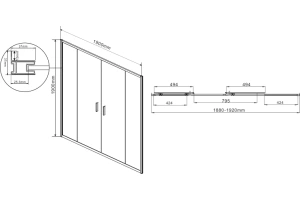 Душевой уголок Vincea Garda 190х100 хром стекло рифленое - 2