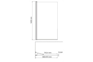 Шторка на ванну Wasserkraft Berkel 48P01-80 BLACK Fixed - 3