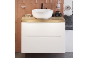 Тумба с раковиной STWORKI Берген 80 белая со светлой столешницей, Moduo 40 RING