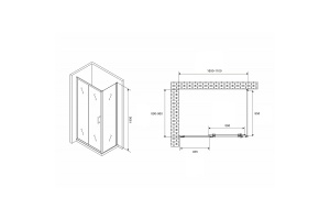 Душевой уголок Abber Schwarzer Diamant 110х90 черный стекло прозрачное - 2