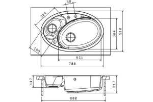 Мойка Селена 780, шампань FS - 2