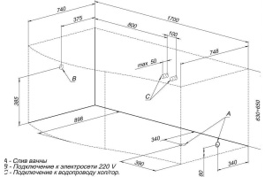 Акриловая ванна Aquanet Borneo 169.8x89.8 см (00203909) - 2