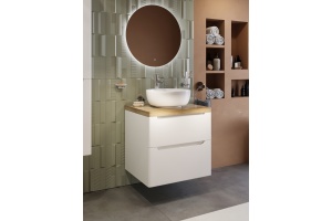 Мебель для ванной STWORKI Берген 60 белая со светлой столешницей, раковина Moon 1 - 3