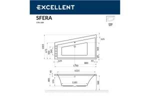 Акриловая ванна Excellent Sfera 170х100 левая белая бронза с гидромассажем - 3