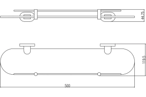 Полка стеклянная Rav Slezak Yukon 50 черный матовый - золото - 2