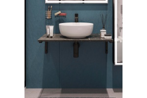 Столешница с раковиной DIWO Элиста 80 чёрный мрамор, с раковиной Moduo 40 RING