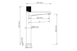 Смеситель для раковины WasserKRAFT Fulda черный матовый - 3