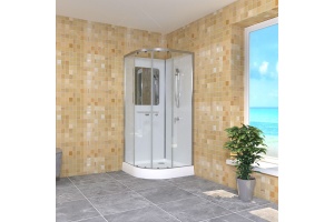 Душевая кабина 100*100*200 RGW AN-208 Полукруг/мат. хром/Прозрачное/5 мм