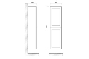 PLATINO  Шкаф подвесной с двумя распашными дверцами, Серый матовый , 400x300x1500, AM-Platino-1500-2A-SO-GM - 3