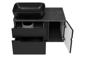 Тумба с раковиной Misty Роял 80 черная матовая - 2