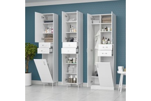 Шкаф-пенал Misty 60 белый с бельевой корзиной - 3