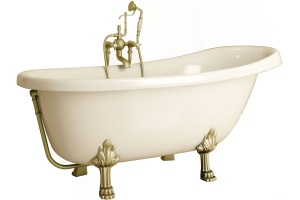 Ванна из искусственного камня Фэма Салерно белая, ножки бронза