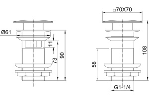 Донный клапан для раковины Allen Brau Infinity Square 5.21026-31 с переливом, чёрный матовый - 2