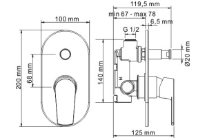 Смеситель Wasserkraft Dill 6161 С ВНУТРЕННЕЙ ЧАСТЬЮ, для ванны с душем - 2