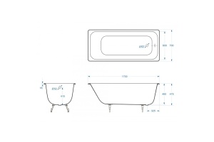 Ванна чугунная Delice Aurora 170х70 с антискользящим покрытием - 2