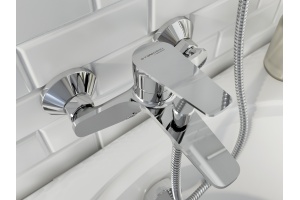 Смеситель для ванны с душем STWORKI by Damixa Дублин HFDB10000 хром,настенный, латунь, однорычажный, с душевым гарнитуром - 3