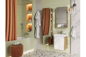 Комплект мебели Aquaton Сканди Doors 45 белый - светлое дерево - 2